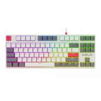 KRUX ATAX PRO RGB Creator Retro Gateron Yellow Pro mehāniskā tastatūra (TKL, 87 taustiņi, hot-swap, USB-C, PBT Double-Shot keycaps, per-key RGB)