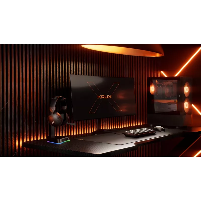 KRUX Rivt austiņu statīvs ar RGB apgaismojumu, melnā krāsā (KRXG003)