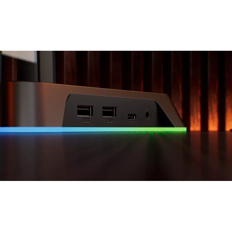 KRUX Rivt austiņu statīvs ar RGB apgaismojumu, melnā krāsā (KRXG003)
