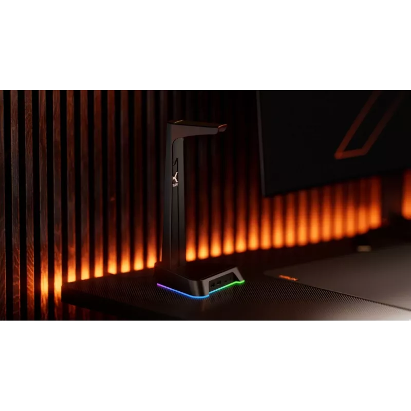 KRUX Rivt austiņu statīvs ar RGB apgaismojumu, melnā krāsā (KRXG003)