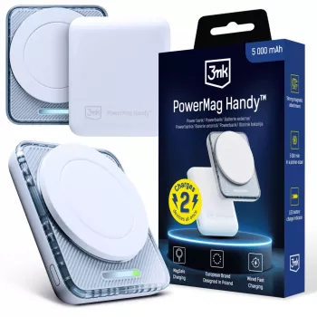3mk PowerMag Handy 5000 mAh 22.5W MagSafe Balts