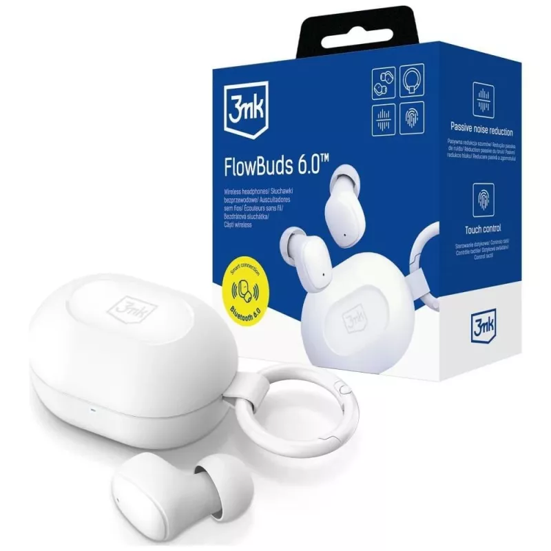 3MK FlowBuds 6.0 True Wireless Stereo Bluetooth 5.3 Earbuds White