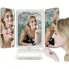 MOZOS ML10X LED Makeup Mirror ar 10x palielinājumu, 3 krāsu režīmiem, bezpakāpju regulēšanu, 360° rotāciju, USB-C uzlādi, balts