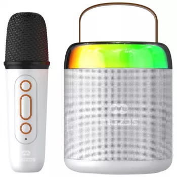 MOZOS MK White Karaoke Mikrofons Bluetooth Skaļrunis