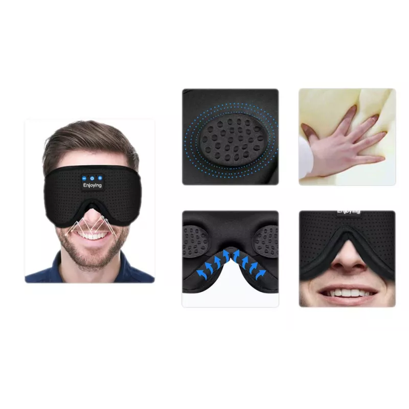 MOZOS LC001-V2 Bluetooth Sleep Eye Mask with Stereo Speakers, Black