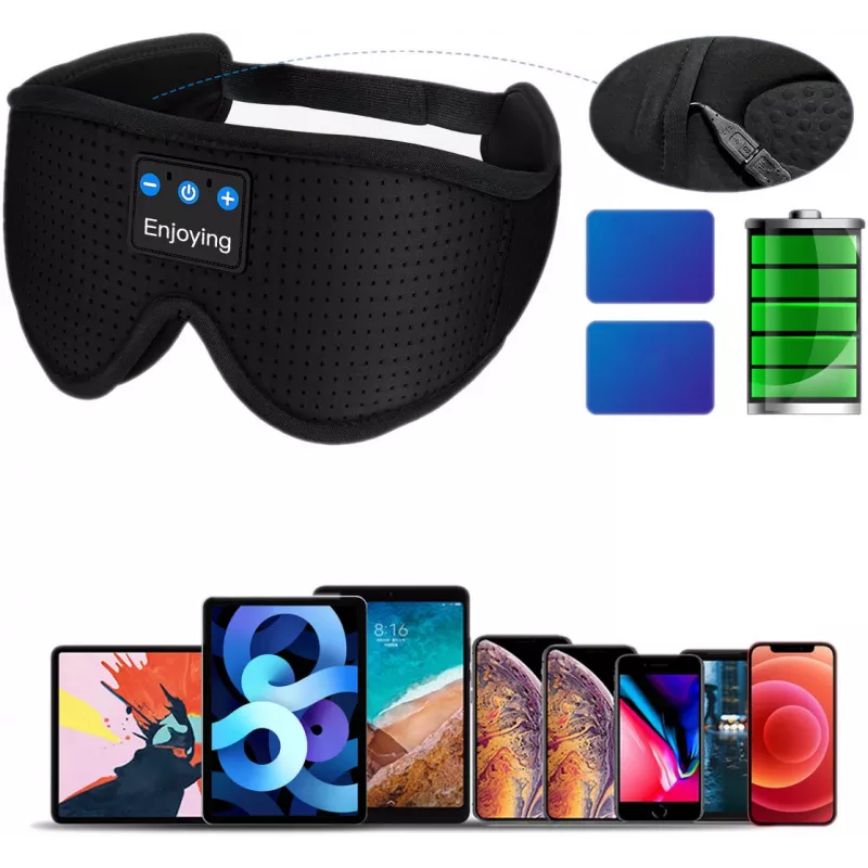 MOZOS LC001-V2 Bluetooth Sleep Eye Mask with Stereo Speakers, Black