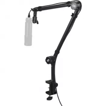 MOZOS SB33 Galda mikrofona šķērveida sviras statīvs, melns, tērauds, 70 cm sniedzamība, 1.5 kg slodze, 3/8 inch vītne