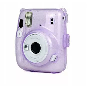 LOVEINSTANT Aizsargmaciņš Fujifilm Instax Mini 11 – Caurspīdīgs violets ar spīdumiem