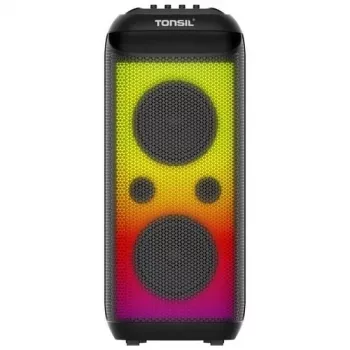 TONSIL Party Dance 1600 Pārnēsājams Bluetooth skaļrunis ar LED gaismām, karaoke, 1600W PMPO, 80W RMS, 10 inch zemfrekvences skaļruni, TWS, FM radio, mikrofonu un tālvadības pulti