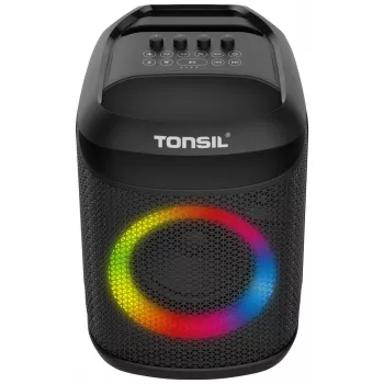 Tonsil Party Dance 800 Portatīvais Bluetooth Party Skaļrunis ar Karaoke, Disco LED, 80W RMS, 2x8 inch Zemfrekvences Skaļruņi, Melns