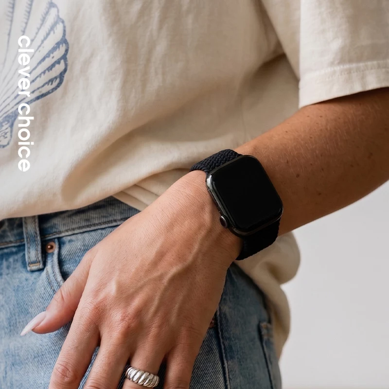 Crong Wave Band Braided Strap for Apple Watch 38/40/41/42 mm (Melns)