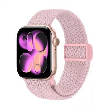 Crong Wave Band Braided Nylon Solo Loop Apple Watch 38/40/41/42 mm Rozā