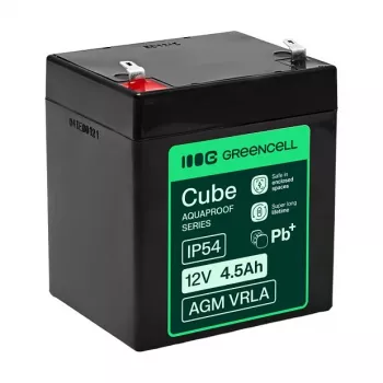 Greencell AGM VRLA 12V 4.5Ah akumulators kases aparātiem, rotaļlietām, kamerām (90x70x106mm)