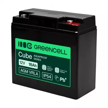 Greencell AGM VRLA 12V 18Ah akumulators kases aparātiem, rotaļlietām, kamerām (181x77x167mm)