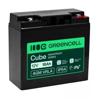 Greencell AGM VRLA 12V 18Ah akumulators kases aparātiem, rotaļlietām, kamerām (181x77x167mm)