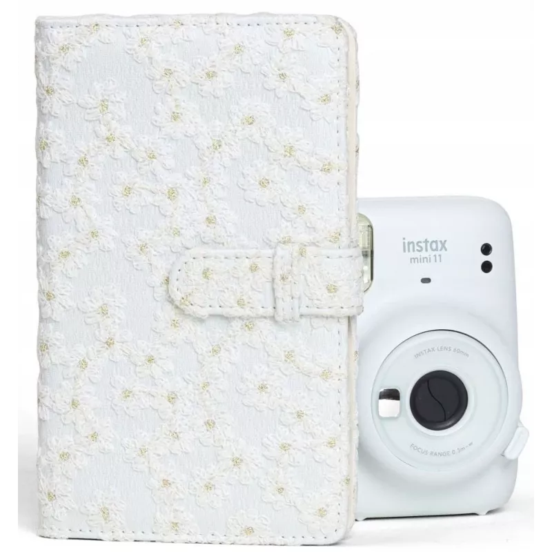 LOVEINSTANT Fotoalbums Fujifilm Instax Mini / Xiaomi / Polaroid / Canon / HP / Kodak - Balts ar izšuvumu