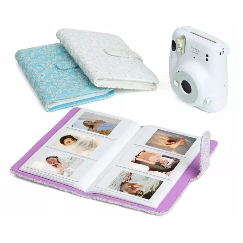 LOVEINSTANT Fotoalbums Fujifilm Instax Mini / Xiaomi / Polaroid / Canon / HP / Kodak - Balts ar izšuvumu