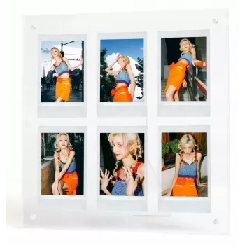 LOVEINSTANT Standing Photo Frame for 6 Photos Compatible ar Fujifilm Instax Mini / Xiaomi / Polaroid / Canon / HP / Kodak - Zink / Caurspīdīgs