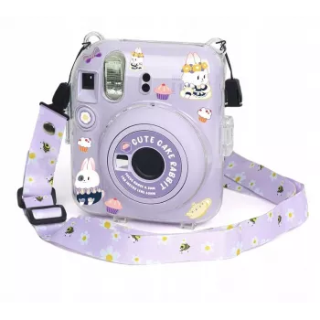 LOVEINSTANT Maciņš Fujifilm Instax Mini 12 – Sweet Rabbit Dizains ar Uzlīmēm