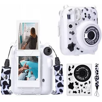 LOVEINSTANT Maciņš Fujifilm Instax Mini 12 ar Uzlīmēm – Govs Raksts