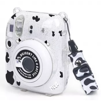 LOVEINSTANT Maciņš Fujifilm Instax Mini 12 - Govs Raksts Ar Mirdzumu, Uzlīmēm Un Foto Kabatiņu