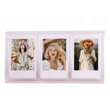 LOVEINSTANT Statīva foto rāmis 3 fotogrāfijām, saderīgs ar Zink papīru / Fuji Instax Mini - Rozā