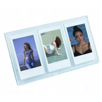 LOVEINSTANT Stāvošs foto rāmis 3 fotogrāfijām, saderīgs ar Fuji Instax Mini un Zink 2x3 inch izdrukām - Zils