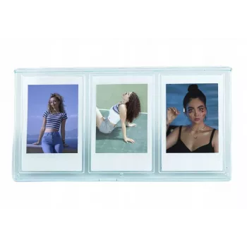 LOVEINSTANT Stāvošs foto rāmis 3 fotogrāfijām, saderīgs ar Fuji Instax Mini un Zink 2x3 inch izdrukām - Zils
