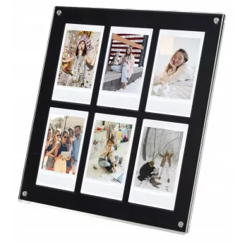 LOVEINSTANT Standing Photo Frame for 6 Photos Compatible ar Fujifilm Instax Mini / Xiaomi / Polaroid / Canon / HP / Kodak - Zink / Melns
