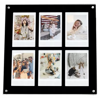 LOVEINSTANT Standing Photo Frame for 6 Photos Compatible ar Fujifilm Instax Mini / Xiaomi / Polaroid / Canon / HP / Kodak - Zink / Melns