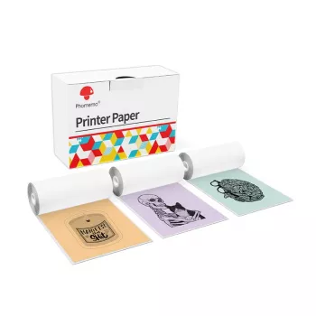 Phomemo Thermal Sticker Paper Labels 3 Rolls Assorted Colors for T02 M02 PRO M03 M04S
