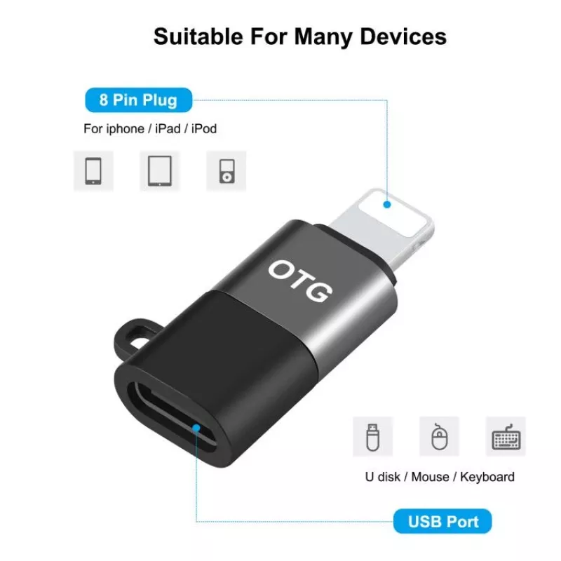 PULUZ Lightning to USB-C OTG Adapter for iPhone, Black (PU649B)