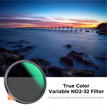 K&F Concept Mainīgais ND Filtra ND2-ND32 82mm True Color MRC Nano X