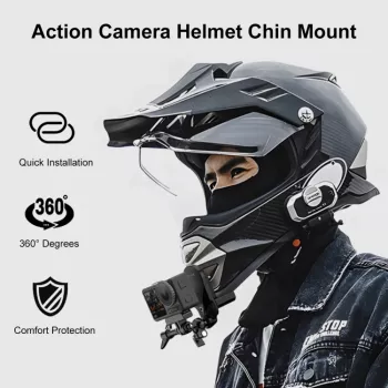 PULUZ Motocikla ķiveres zoda stiprinājums GoPro Hero 12 11 Mini 10 9 8 7 6 5 4 3+ Max - PU927B