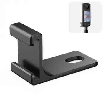 PULUZ 1/4 inch Adapter Mount Bracket for Insta360 X5/X4/X3/One X2 - Black Aluminum Alloy Cold Shoe