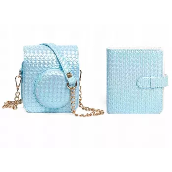 LOVEINSTANT 2-in-1 Set: Protective Case for Fuji Instax Mini 12 + Photo Album for 64 Photos, Blue