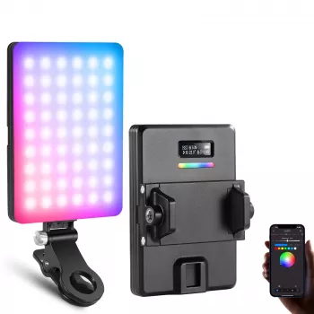 NEEWER VL67C RGB LED Video Light 5W ar telefona turētāju un Bluetooth vadību