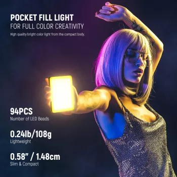 NEEWER VL67C RGB LED Video Light 5W ar telefona turētāju un Bluetooth vadību