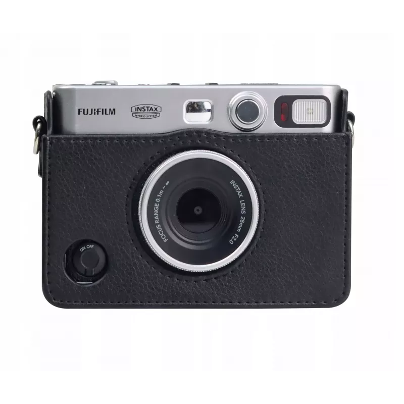 LOVEINSTANT 2-in-1 aizsargmaciņš un rūdīta stikla ekrāna aizsargs Fujifilm Instax Mini Evo - Melns
