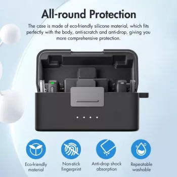 PULUZ Silikona aizsargvāciņš DJI Mic Mini uzlādes futrālim - Melns