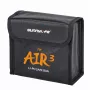 SUNNYLIFE Fireproof Battery Safety Bag for DJI Air 3 / 3S – Holds 3 Batteries – Black