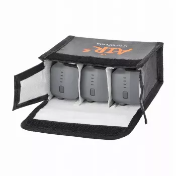 SUNNYLIFE Fireproof Battery Safety Bag for DJI Air 3 / 3S – Holds 3 Batteries – Black