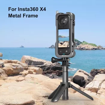 PULUZ rāmja aizsargmaciņš ar 2x Cold Shoe stiprinājumiem un objektīva vāciņu Insta360 X4 (PU981B)