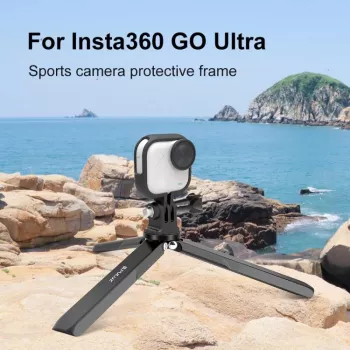 PULUZ rāmja stiprinājuma aizsargmaciņš Insta360 GO Ultra, 1/4 inch statīva stiprinājums, melns