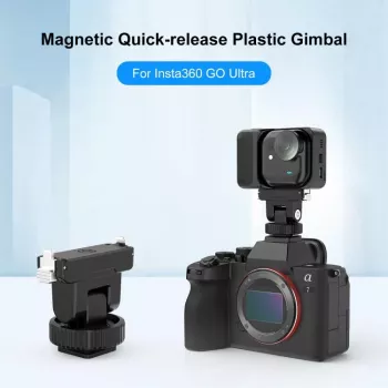 PULUZ Magnetic Quick Release Mount ar 1/4 collu skrūvi un Cold Shoe adapteri Insta360 GO Ultra, Action kamerām - PU1073B