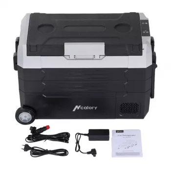 HCALORY D55M+ Auto Ledusskapis ar Bluetooth, 55L, Kompresors, -20°C līdz +20°C, DC 12V/24V, AC 100-240V, Melns