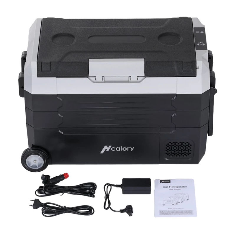 HCALORY D55M+ Auto Ledusskapis ar Bluetooth, 55L, Kompresors, -20°C līdz +20°C, DC 12V/24V, AC 100-240V, Melns