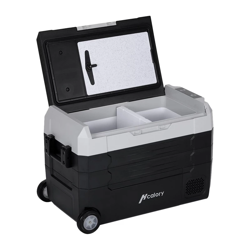 HCALORY D55M+ Auto Ledusskapis ar Bluetooth, 55L, Kompresors, -20°C līdz +20°C, DC 12V/24V, AC 100-240V, Melns