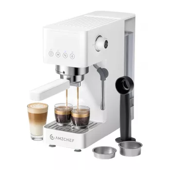 AMZCHEF CE-EM3131-WT Piston Coffee Maker (White)