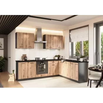 STOLKAR Cosmo Design ANIKA Kitchen Furniture Set, Artisan Oak/Graphite 2.0/2.6